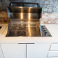 FLAT HOOD White Stone 4B Drop In BBQ Kitchen Package with Stone Benchtops, Hampton Waterfall Design