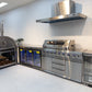 L Shape 304SS Hurricane BBQ Inc 3DR Fridge, 118L Fridge,30” Pizza Oven, 150CM 304SS Rangehood, Rotisserie & Covers