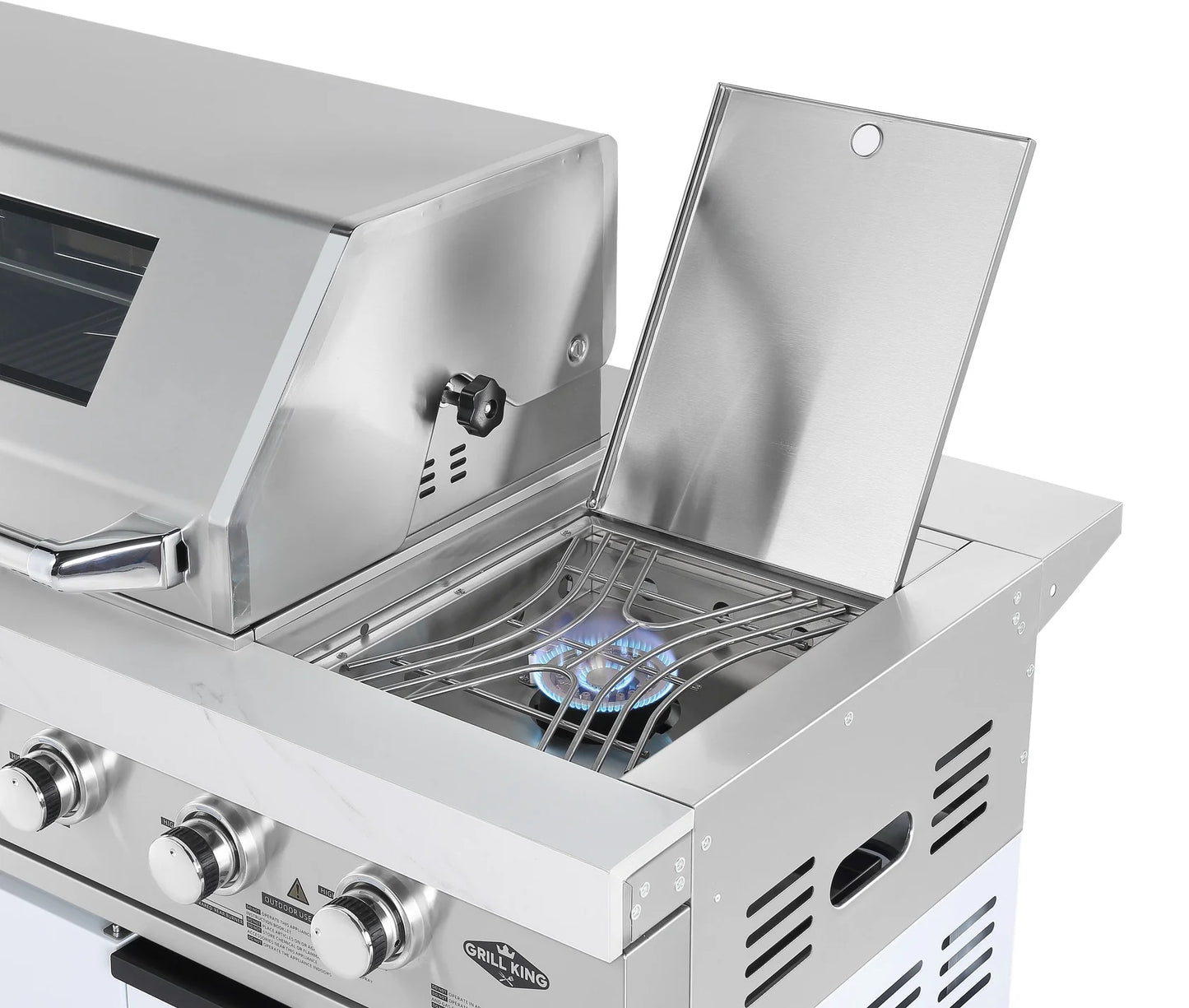 Rockpool 6B + Wok (BBQ Module Only) White Designer 6 Burner Outdoor BBQ Kitchen (BBQ Only Fridge Sink Sold Seperate) - LPG Inc Rotisserie & BBQ Cover