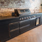 Black Felix 4B + Wok Designer BBQ Kitchen 2.8M: Fridge, Faucet, Sink, Side Wok, Storage Cupboard, Stone Benchtops