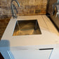 FLAT HOOD White Stone 4B Drop In BBQ Kitchen Package with Stone Benchtops, Hampton Waterfall Design