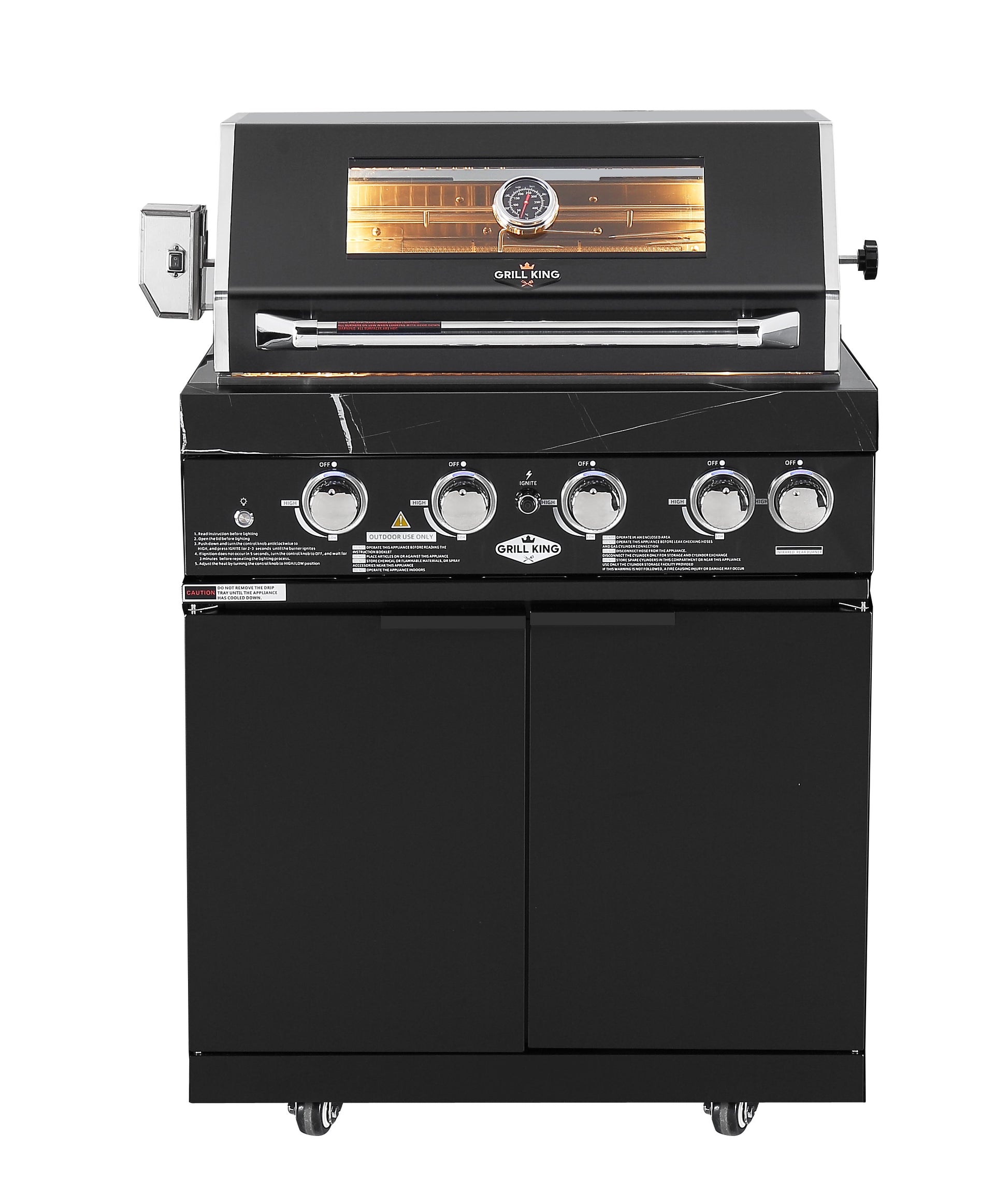 Rockpool 4 Burner + Rear Infrared BBQ Kitchen (BBQ Only Fridge Sink Sold Seperate) - LPG Inc Rotisserie & BBQ Cover