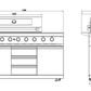 Kingsley L Shape Corner 6-Burner Outdoor BBQ Kitchen: Black Stainless Steel, Stone Bench, Fridge, Sink, Height Adjustable