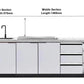 FLAT HOOD White Stone 4B Drop In BBQ Kitchen Package with Stone Benchtops, Hampton Waterfall Design