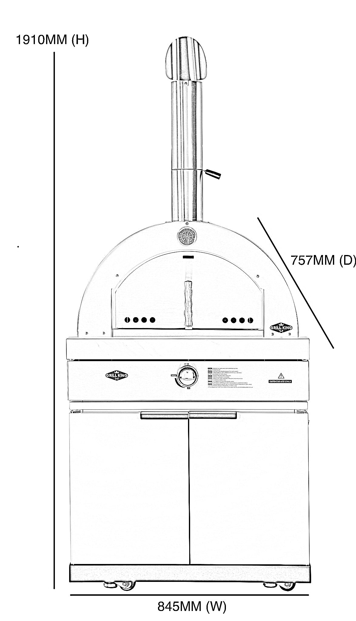 Grill King 4B Drop In Gas BBQ, 1DR Sink, 1DR Fridge & Gas Pizza Oven March Madness Deal