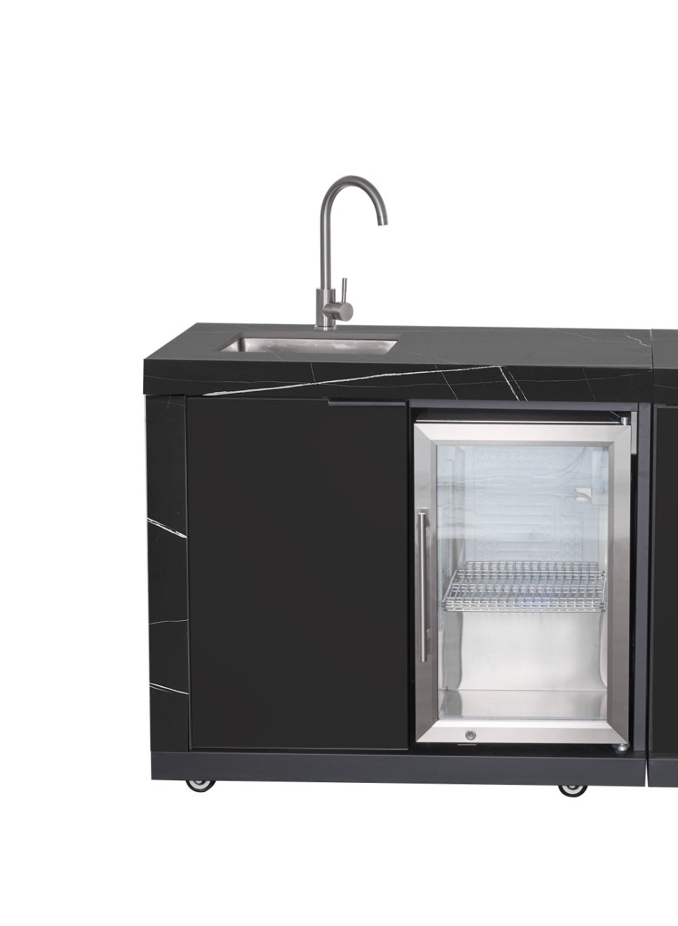 Compact Series Rockpool Black 4B Drop In BBQ Inc Porcelain Benchtops, Aluminium Cabinets, Weather Resistant, Fridge & Sink