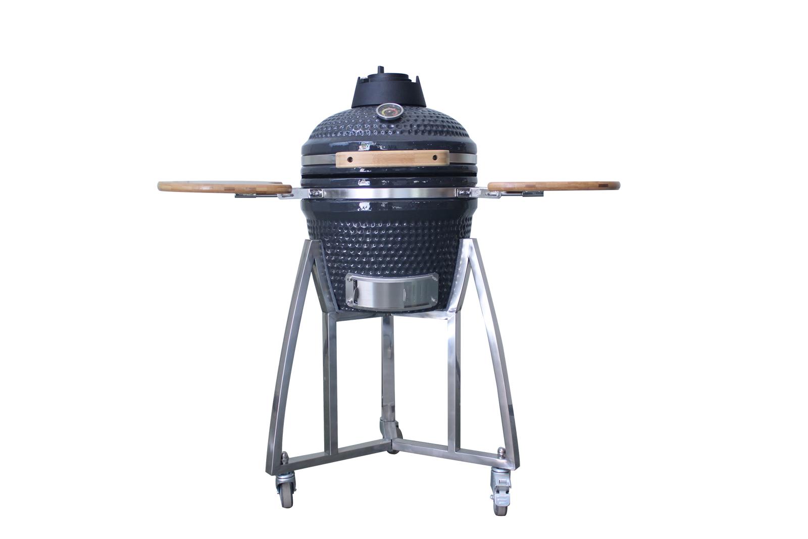 Grill King 16 Red Kamado Ceramic Charcoal Grill With Trolley Side T Grill King Outdoor BBQ Kitchens