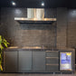 FLAT HOOD BLACK Stone 4B Drop In BBQ Kitchen Package with Stone Benchtops, Hampton Waterfall Design