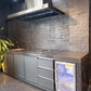 FLAT HOOD BLACK Stone 4B Drop In BBQ Kitchen Package with Stone Benchtops, Hampton Waterfall Design