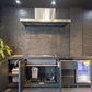 FLAT HOOD BLACK Stone 4B Drop In BBQ Kitchen Package with Stone Benchtops, Hampton Waterfall Design