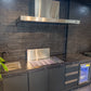 FLAT HOOD BLACK Stone 4B Drop In BBQ Kitchen Package with Stone Benchtops, Hampton Waterfall Design