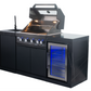 Rockpool 4B: Designer Black Outdoor BBQ Kitchen Package inc Fridge, Sink Rear Infrared, Rotisserie, BBQ Cover