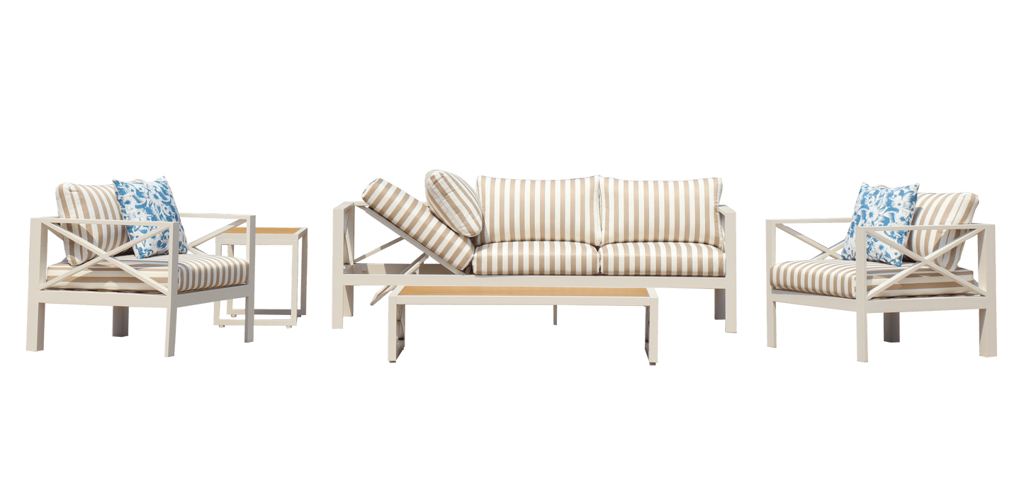 ElegaLounge 5-Piece Modern Outdoor Sofa Set with Convertible 3-Seater Day Bed