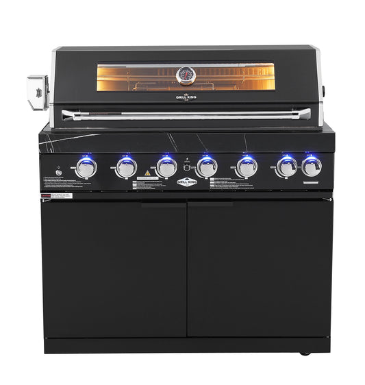 Rockpool Black 6 Burner Non Wok BBQ Module - LPG Plug Play, Rotisserie & Cover Included.