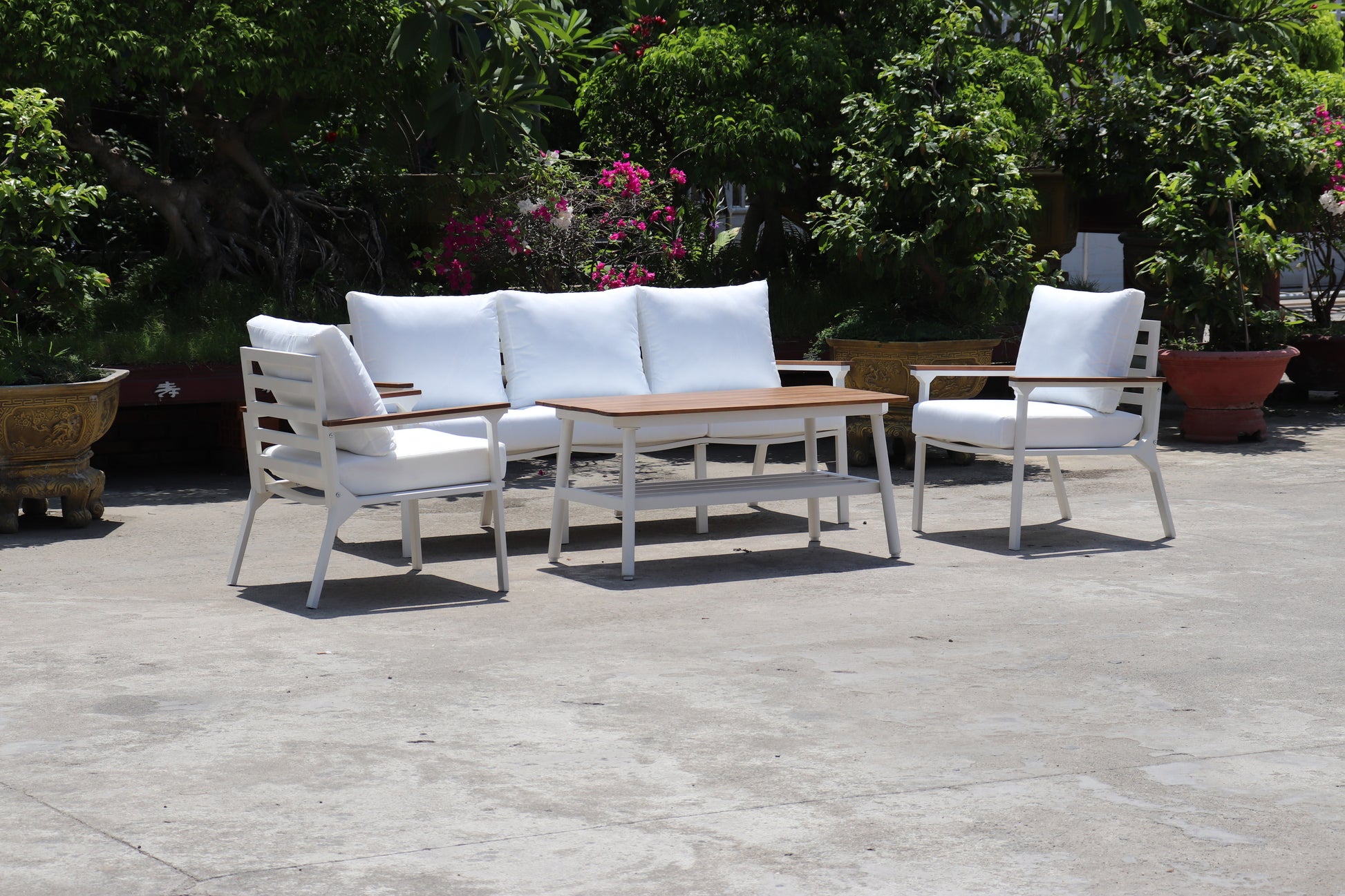 Zurich 4-Piece Aluminium Outdoor Lounge Setting — WHITE