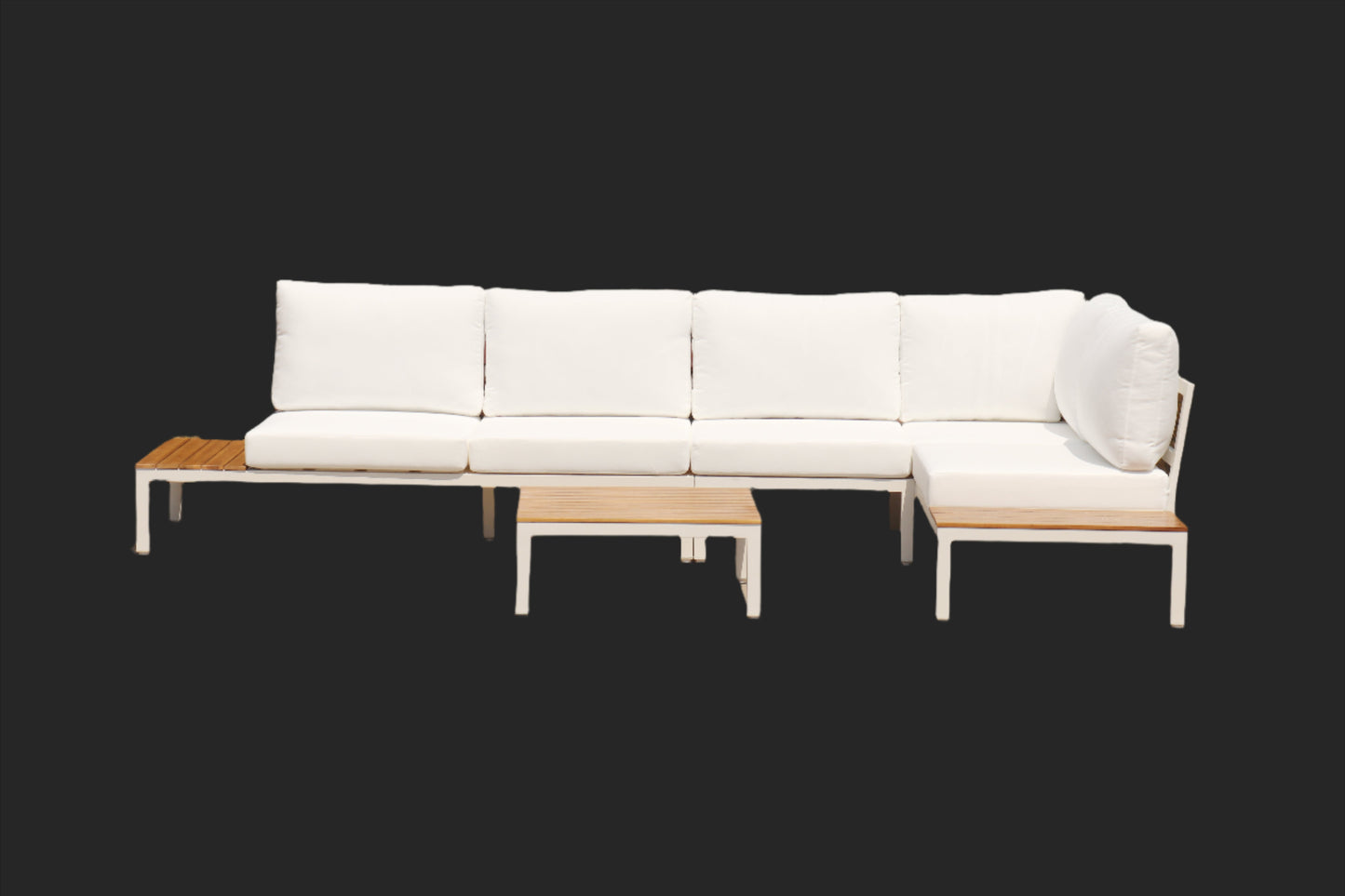 Outdoor Havana Package In White - Outdoor Aluminium & Acacia Modular Corner Lounge