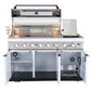 Hampton Style White Stone Rockpool 6B BBQ Kitchen Package Inc Sink & Draw Module, 2DR Tropical Fridge