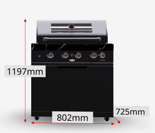 Rockpool 4 Burner + Rear Infrared BBQ Kitchen (BBQ Only Fridge Sink Sold Seperate) - LPG Inc Rotisserie & BBQ Cover