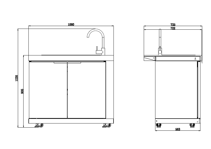 Rockpool 4B: Designer Black Outdoor BBQ Kitchen Package inc Fridge, Sink Rear Infrared, Rotisserie, BBQ Cover