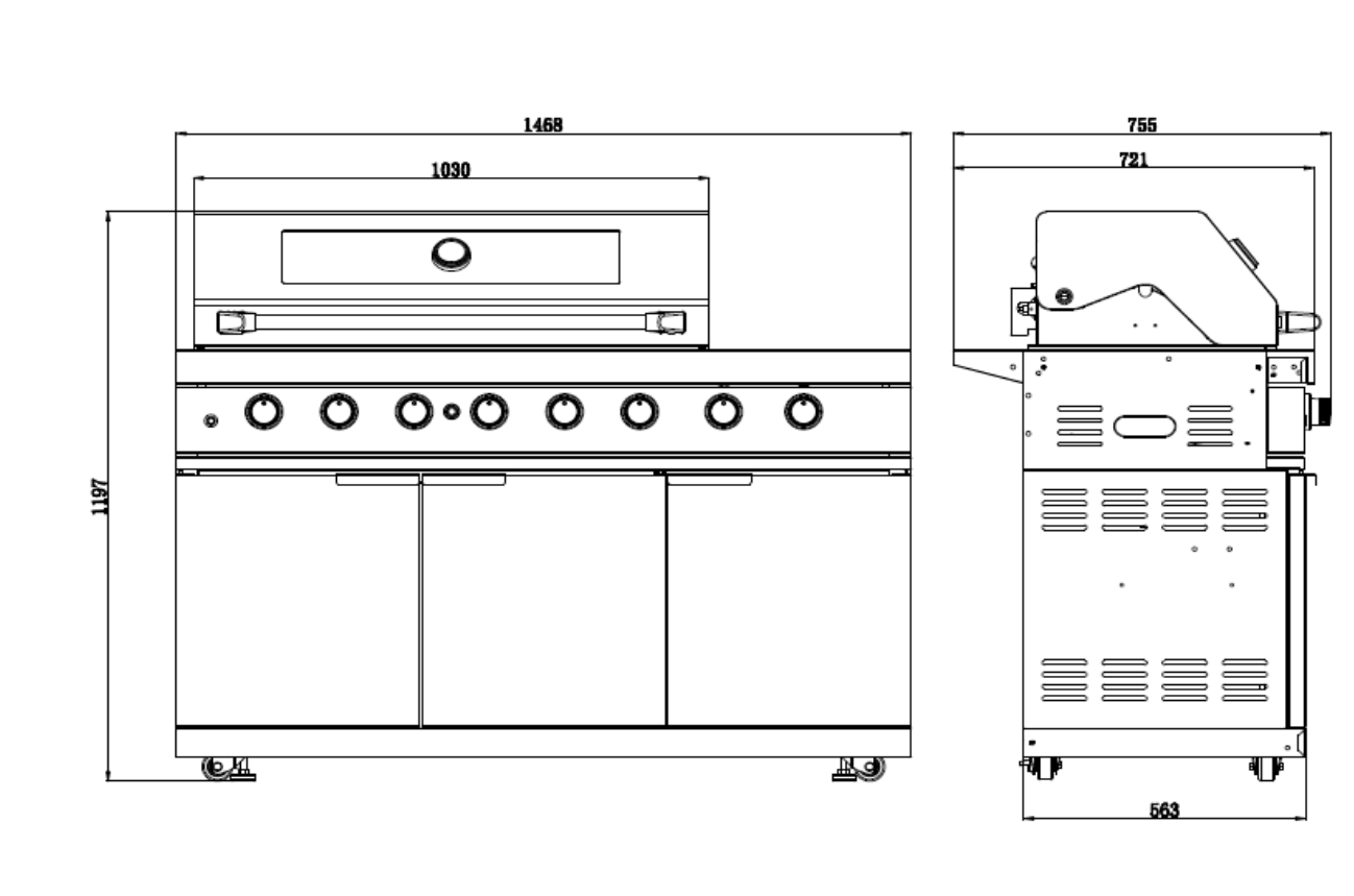 Hampton Style Black Stone Rockpool 6B BBQ Kitchen Package Inc Sink & Draw Module, 2DR Tropical Fridge