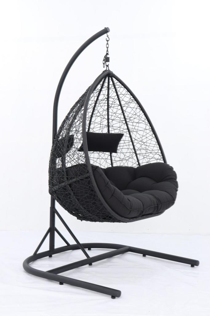 BLACK SINGLE SEATER HANGING EGG CHAIR