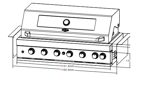 6 Burner Built-In BBQ With Rear Infrared Burner | 304 High Grade Stainless Steel, Blue LED Knobs Click & Collect NSW, VIC, QLD